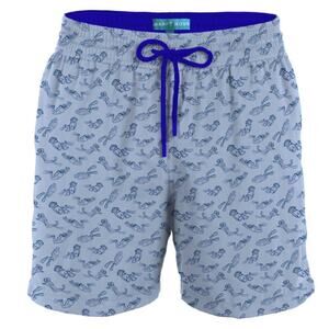 Happy Hour Scuba Diver Blue Swim Short Trunk Men's Size L